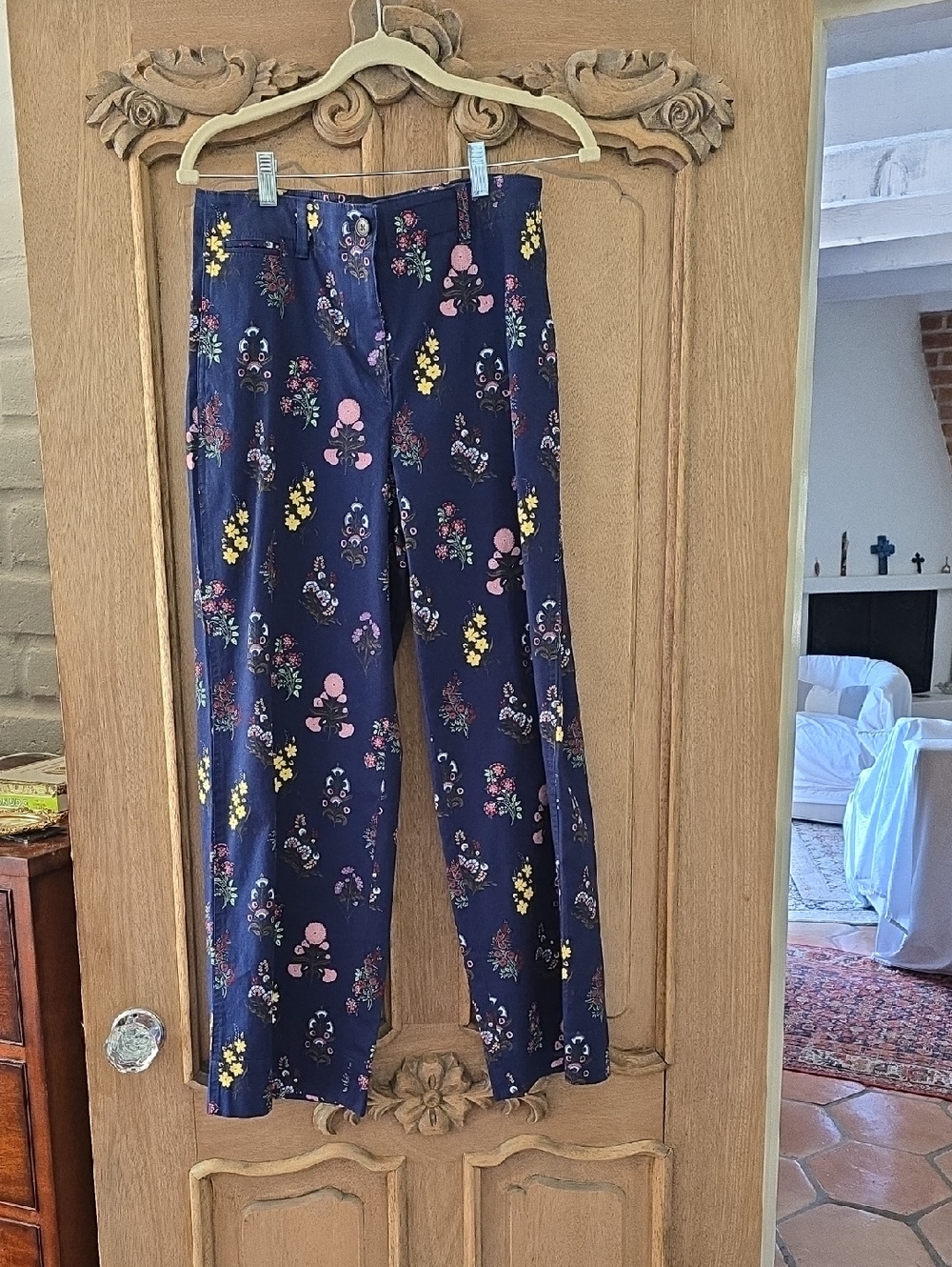 Talbots Navy Floral Print Pants